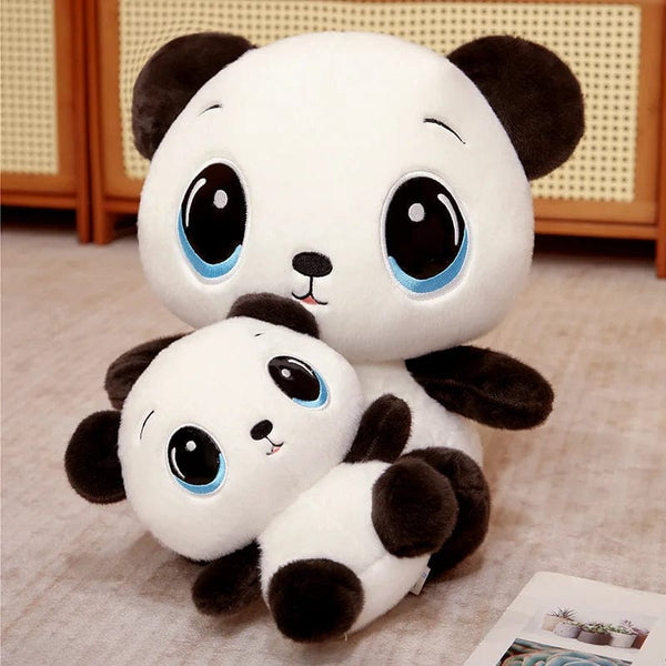 Peluche panda aux grands yeux bleus