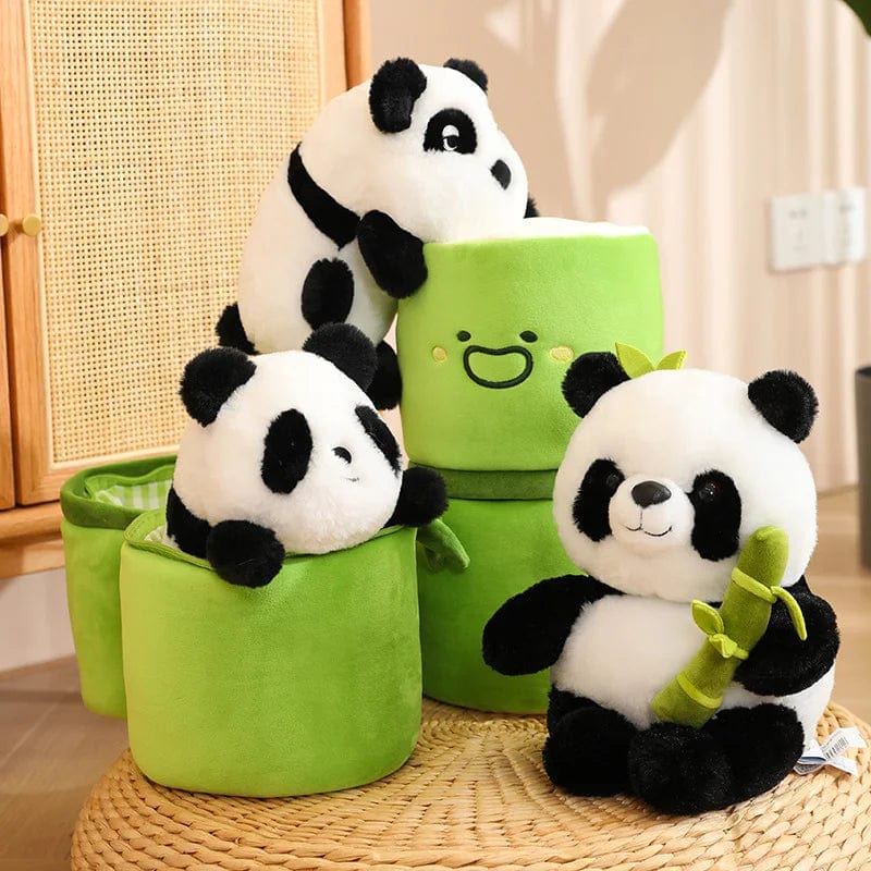 Peluche panda blanc avec son bambou
