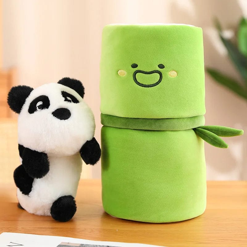 Peluche panda blanc avec son bambou Gros yeux