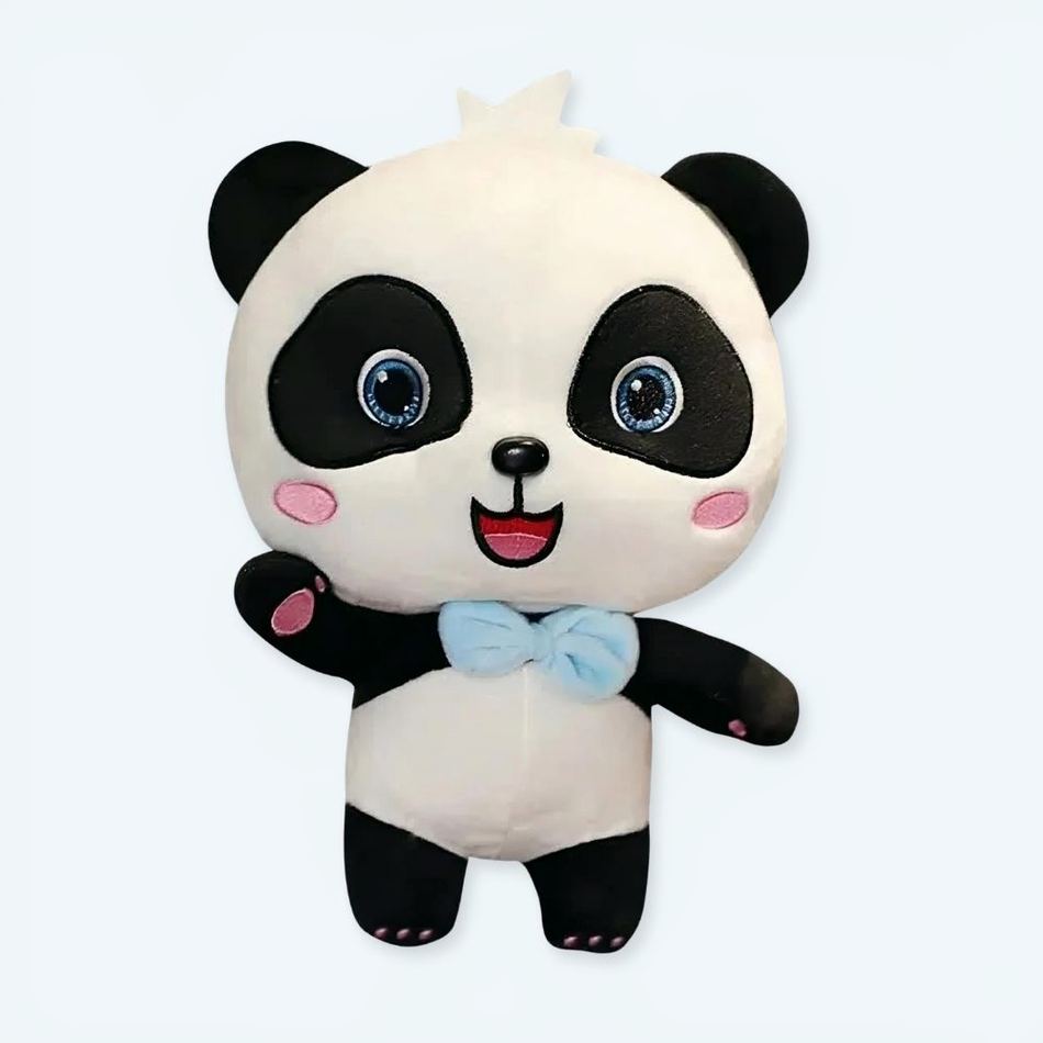Peluche panda bleu enfant doux et ludique univers bus La compagnie de la peluche