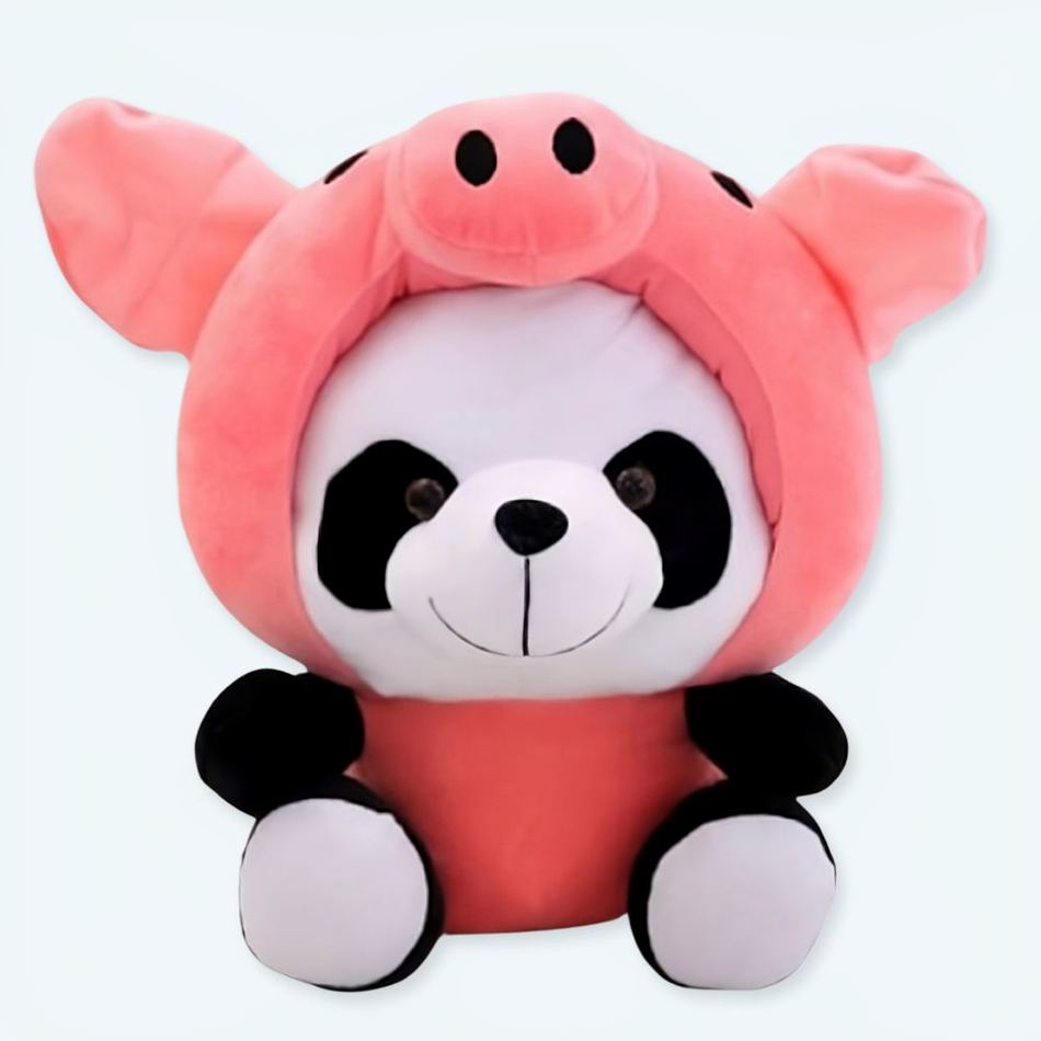 Peluche panda cochon déguisement doux câlin enfant 20cm La compagnie de la peluche