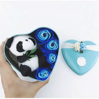 Peluche panda douce bleu Saint Valentin romantique La compagnie de la peluche