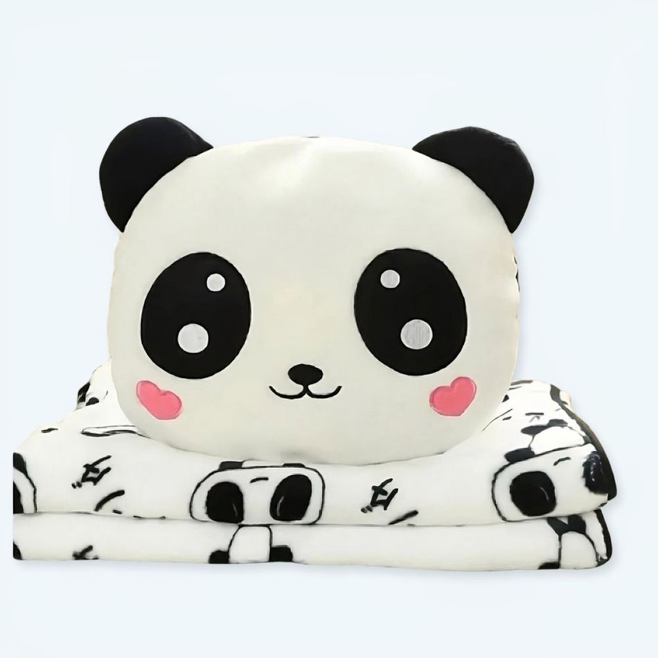 Peluche panda doux amoureux avec couverture cosy La compagnie de la peluche