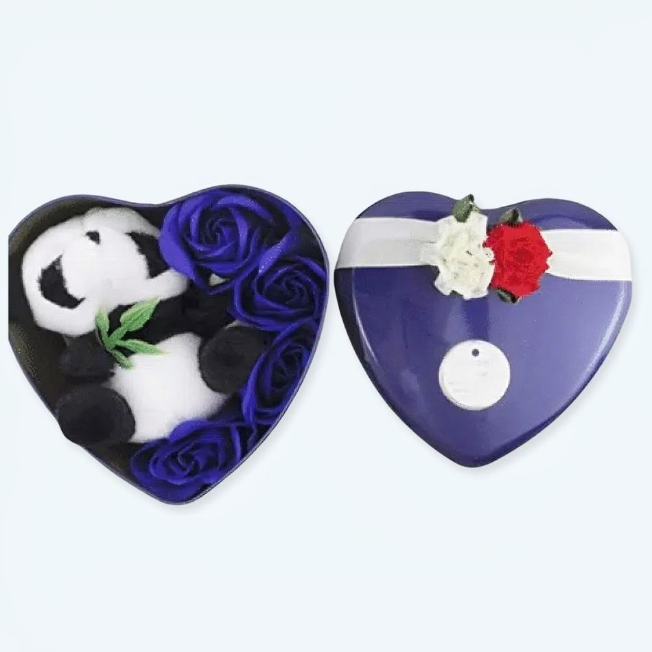 Peluche panda doux coffret amoureux Saint Valentin La compagnie de la peluche