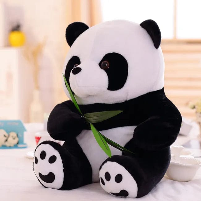 Peluche panda qui mange du bambou 9cm