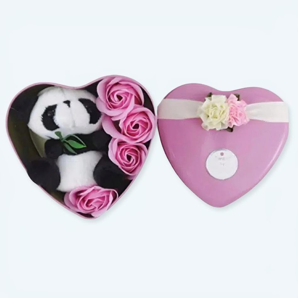 Peluche panda romantique coffret doux Saint Valentin La compagnie de la peluche