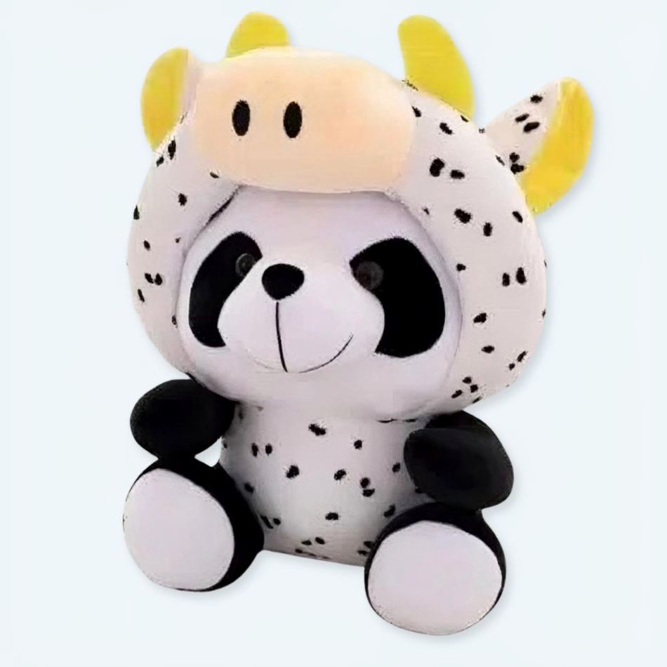Peluche panda vache douce déguisement amusant enfant 20cm La compagnie de la peluche