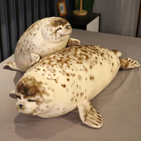 Peluche phoque XXL réaliste douce hiver câlin déco 120cm La compagnie de la peluche