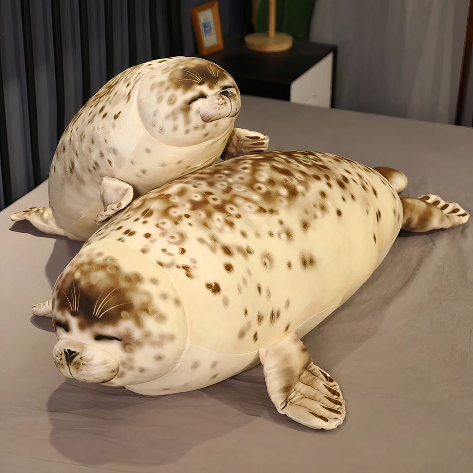 Peluche phoque XXL réaliste douce hiver câlin déco 120cm La compagnie de la peluche