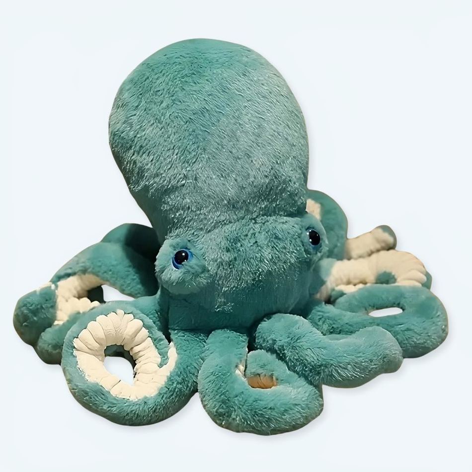 Peluche pieuvre bleue douce océan enfant câlin 30cm La compagnie de la peluche
