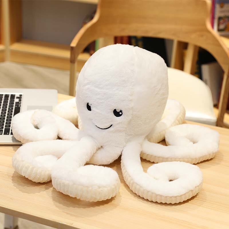 Peluche pieuvre contente et colorée 18cm / Blanc