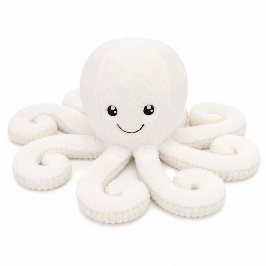 Peluche pieuvre contente et colorée 18cm / Blanc