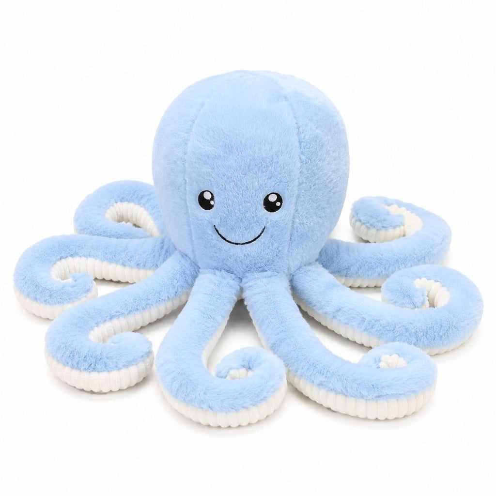 Peluche pieuvre contente et colorée 18cm / Bleu