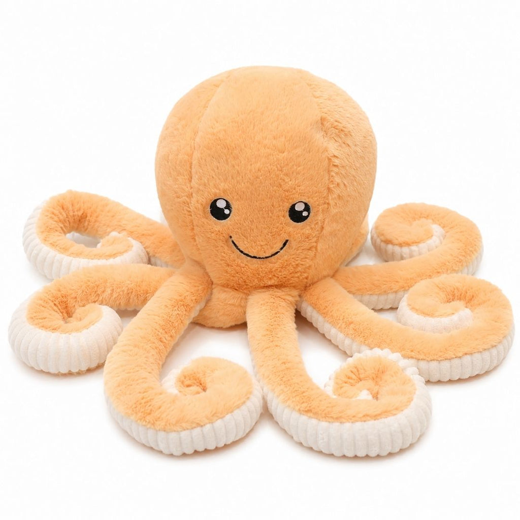 Peluche pieuvre contente et colorée 18cm / Orange