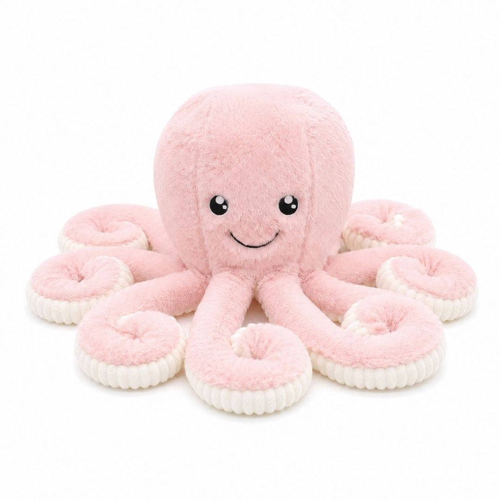 Peluche pieuvre contente et colorée 18cm / Rose