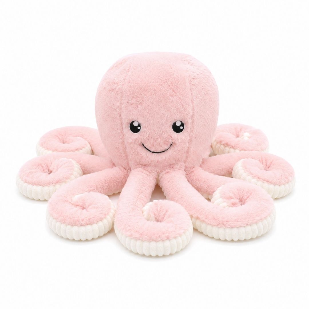Peluche pieuvre contente et colorée 18cm / Rose