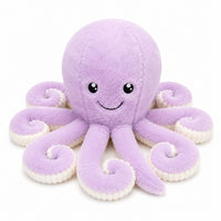 Peluche pieuvre contente et colorée 18cm / Violet