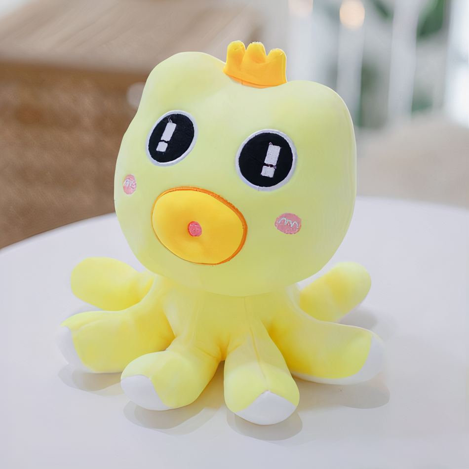 Peluche pieuvre douce enfant océan coton câlin jaune La compagnie de la peluche