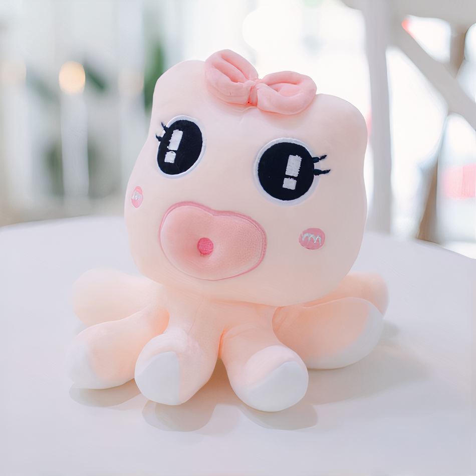 Peluche pieuvre douce enfant océan coton câlin rose La compagnie de la peluche