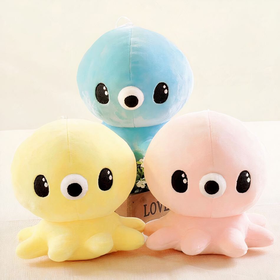 Peluche pieuvre douce Kawaii bleue enfant câlin La compagnie de la peluche
