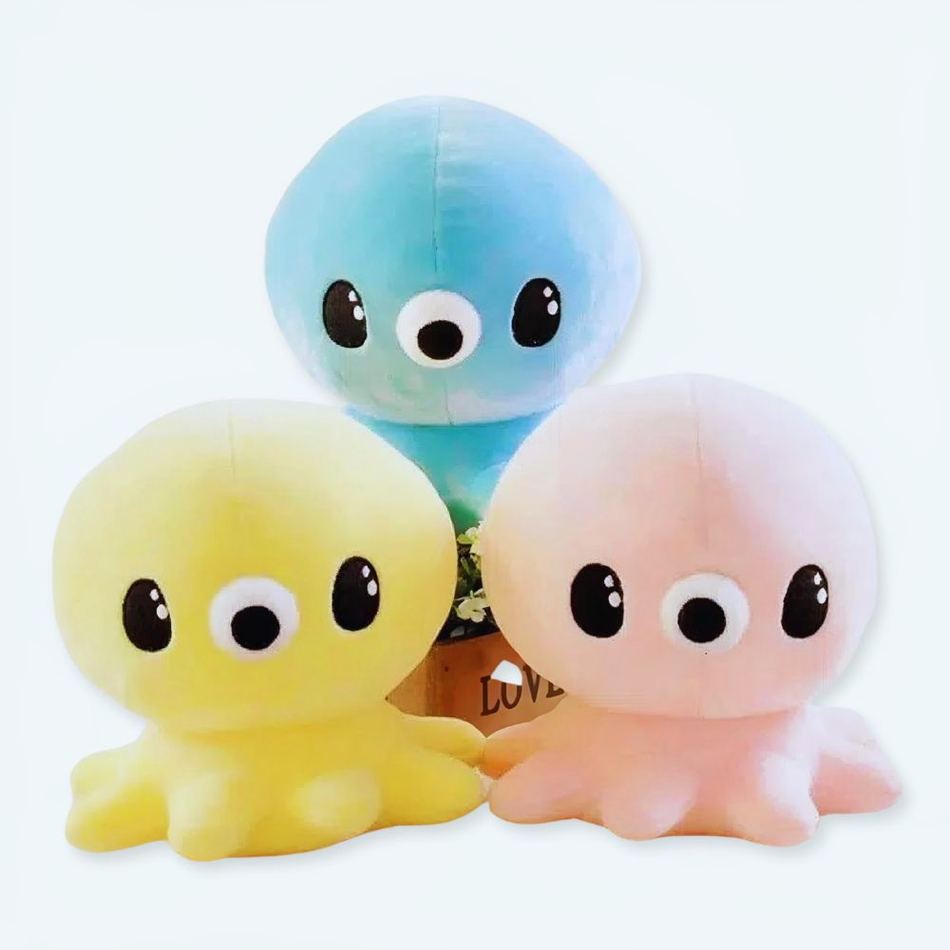 Peluche pieuvre douce Kawaii bleue enfant câlin La compagnie de la peluche