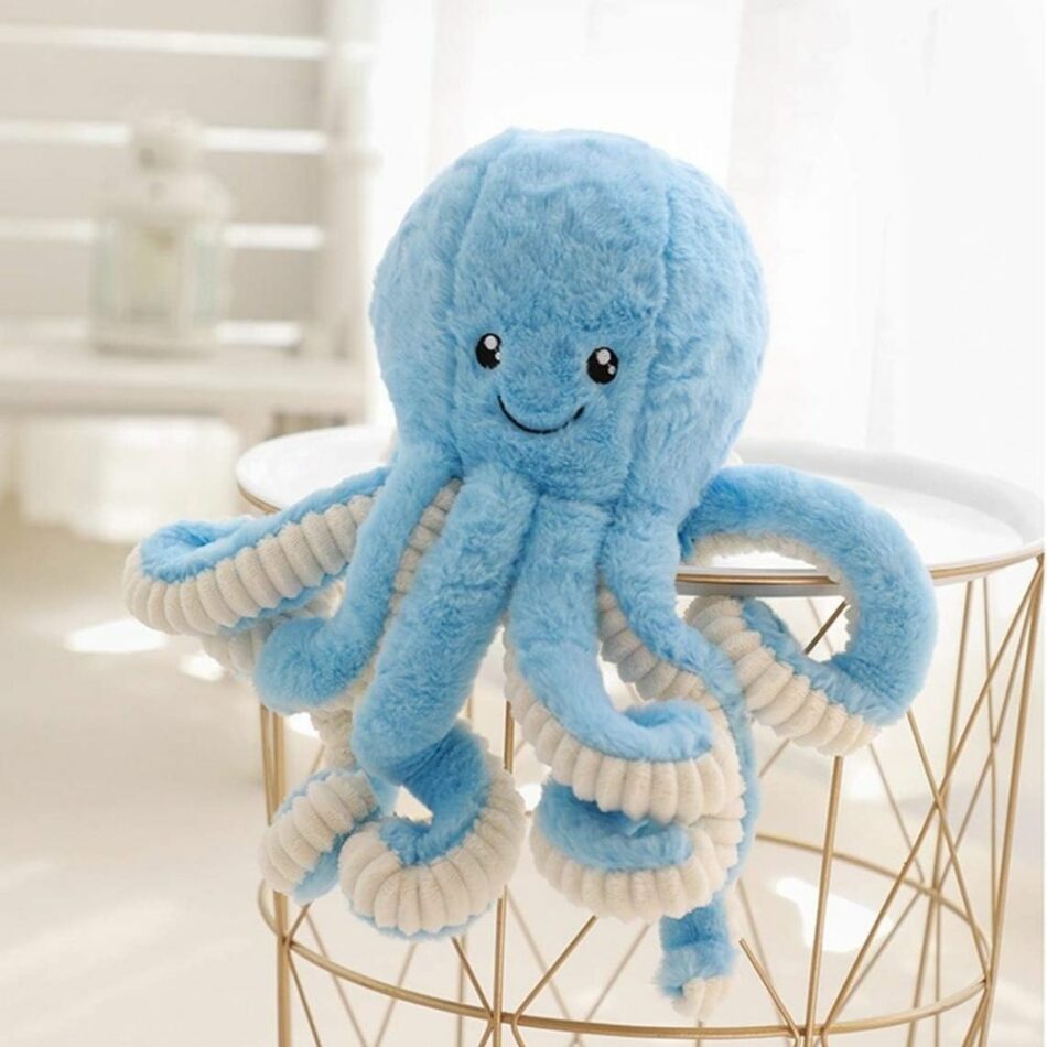Peluche pieuvre douce multicolore enfant câlin océan 18cm / bleu La compagnie de la peluche