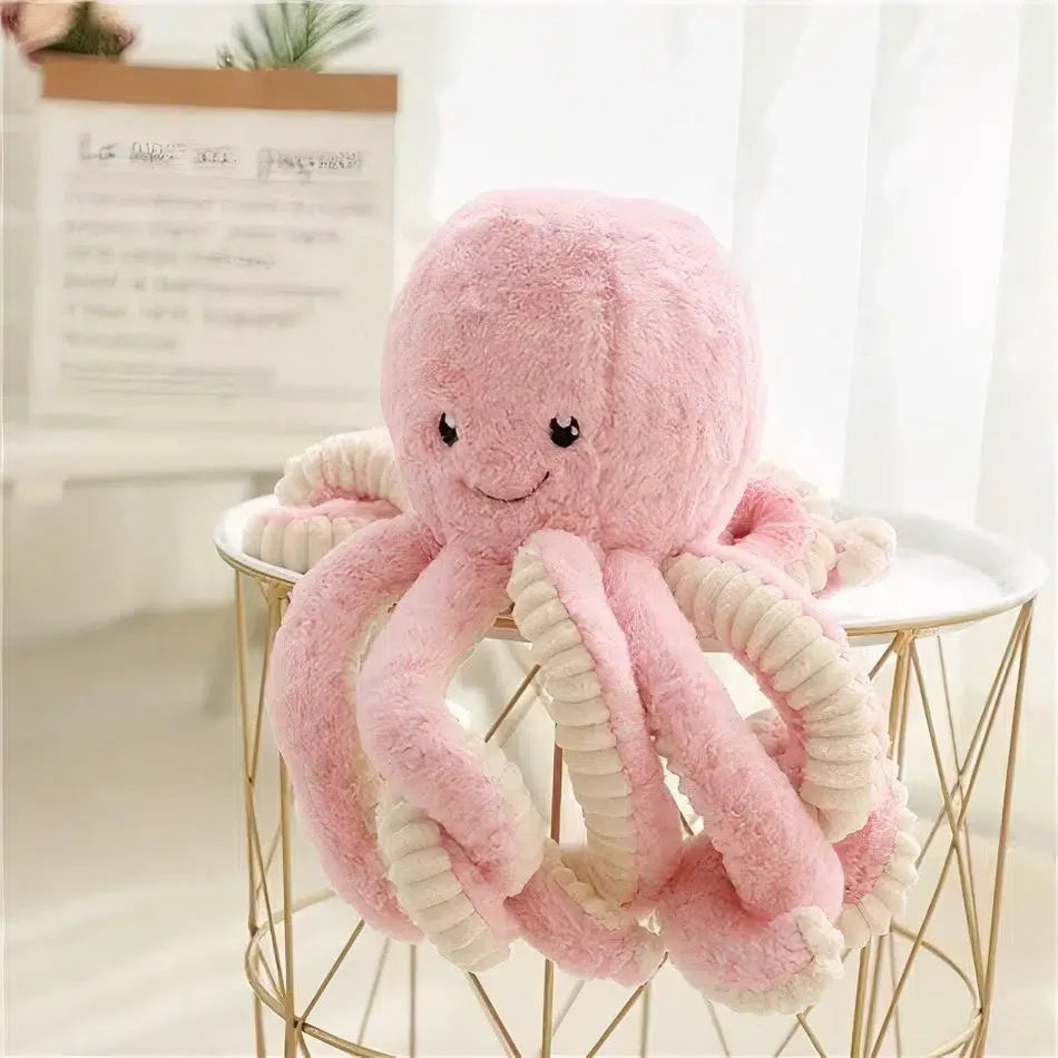 Peluche pieuvre douce multicolore enfant câlin océan 40cm / rose La compagnie de la peluche