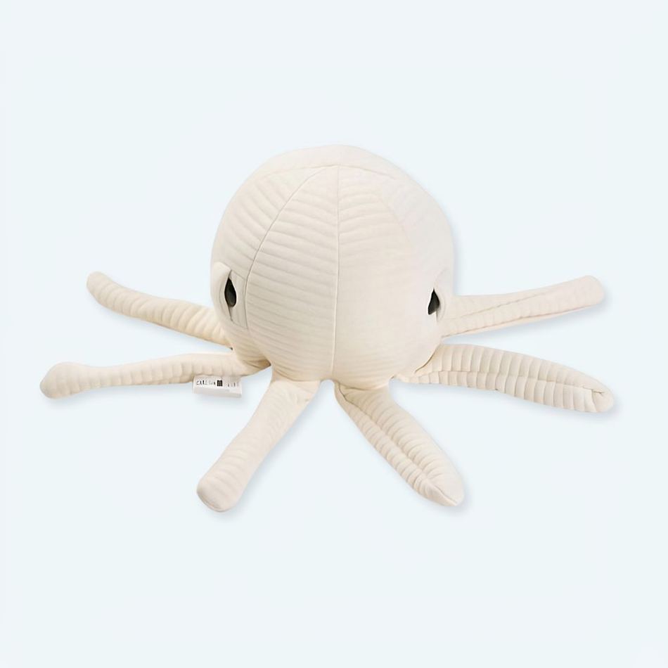 Peluche pieuvre écru douce câline décoration marine La compagnie de la peluche