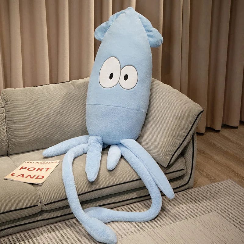 Peluche pieuvre géante aux gros yeux Bleu / 80cm