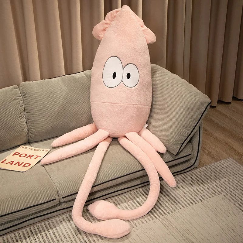 Peluche pieuvre géante aux gros yeux Rose / 80cm