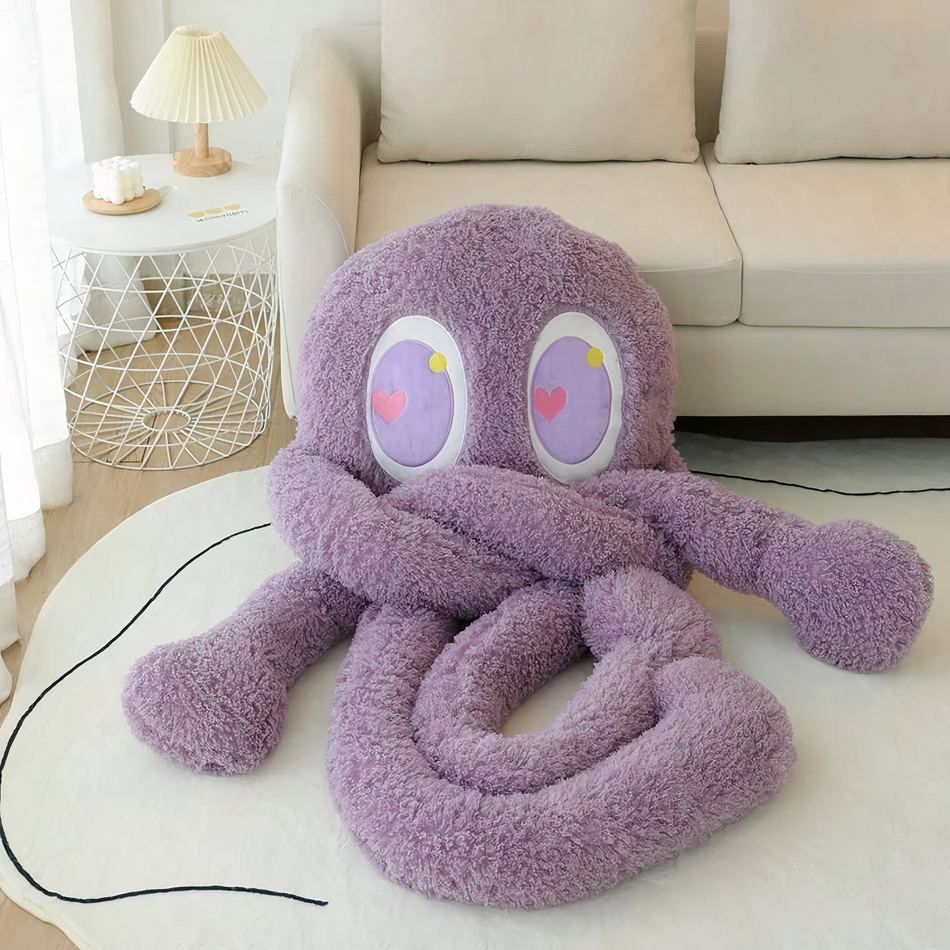 Peluche pieuvre géante violette douce câline enfant La compagnie de la peluche