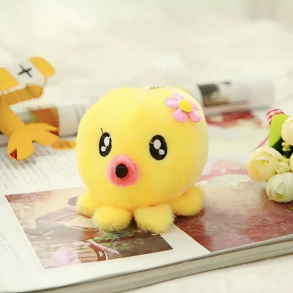 Peluche pieuvre jaune douce porte-clés mignon accessoire La compagnie de la peluche