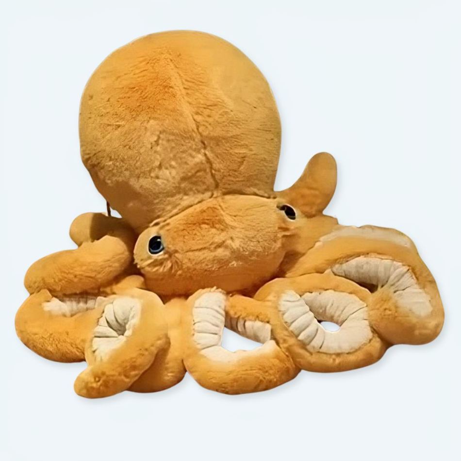 Peluche pieuvre jaune enfant douce et amusante 30cm La compagnie de la peluche
