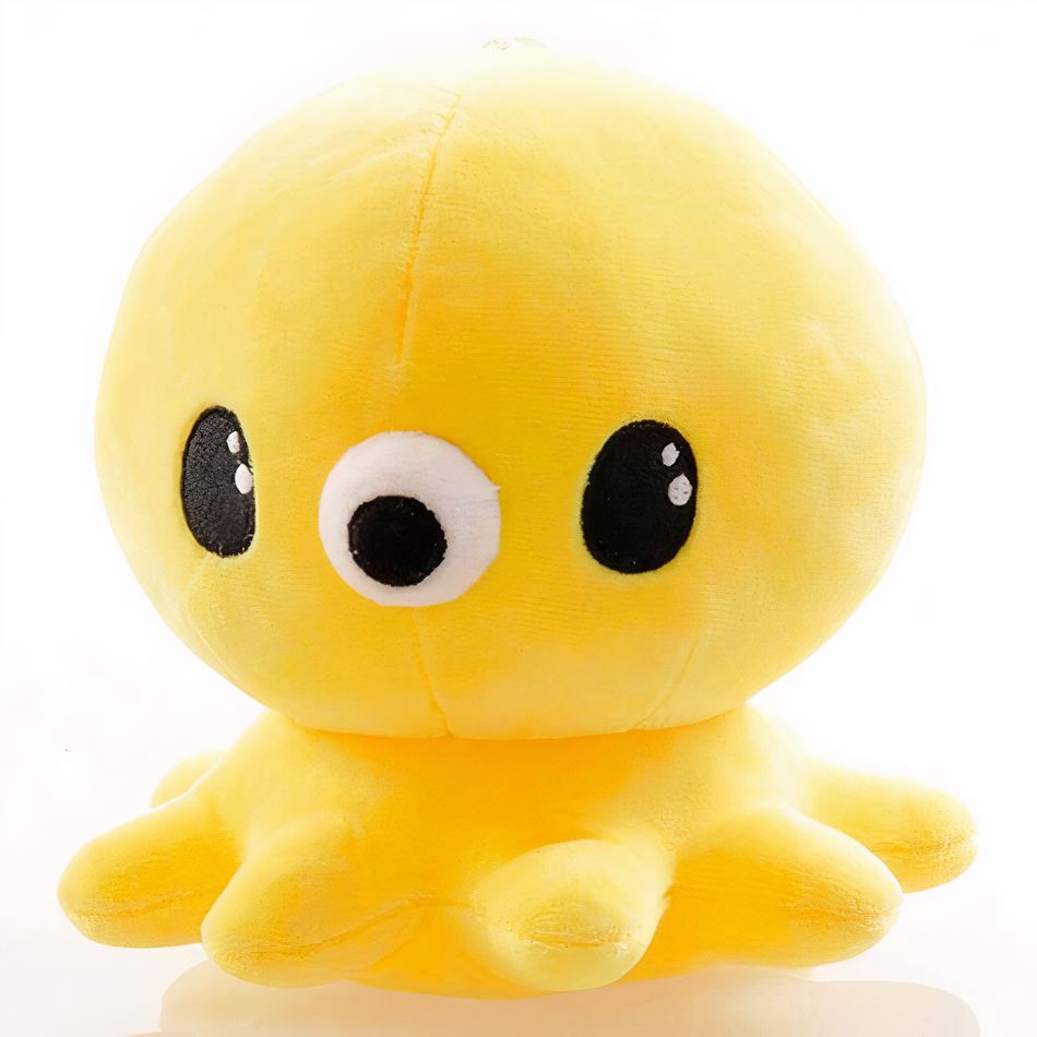Peluche pieuvre jaune kawaii douce enfant chambre La compagnie de la peluche