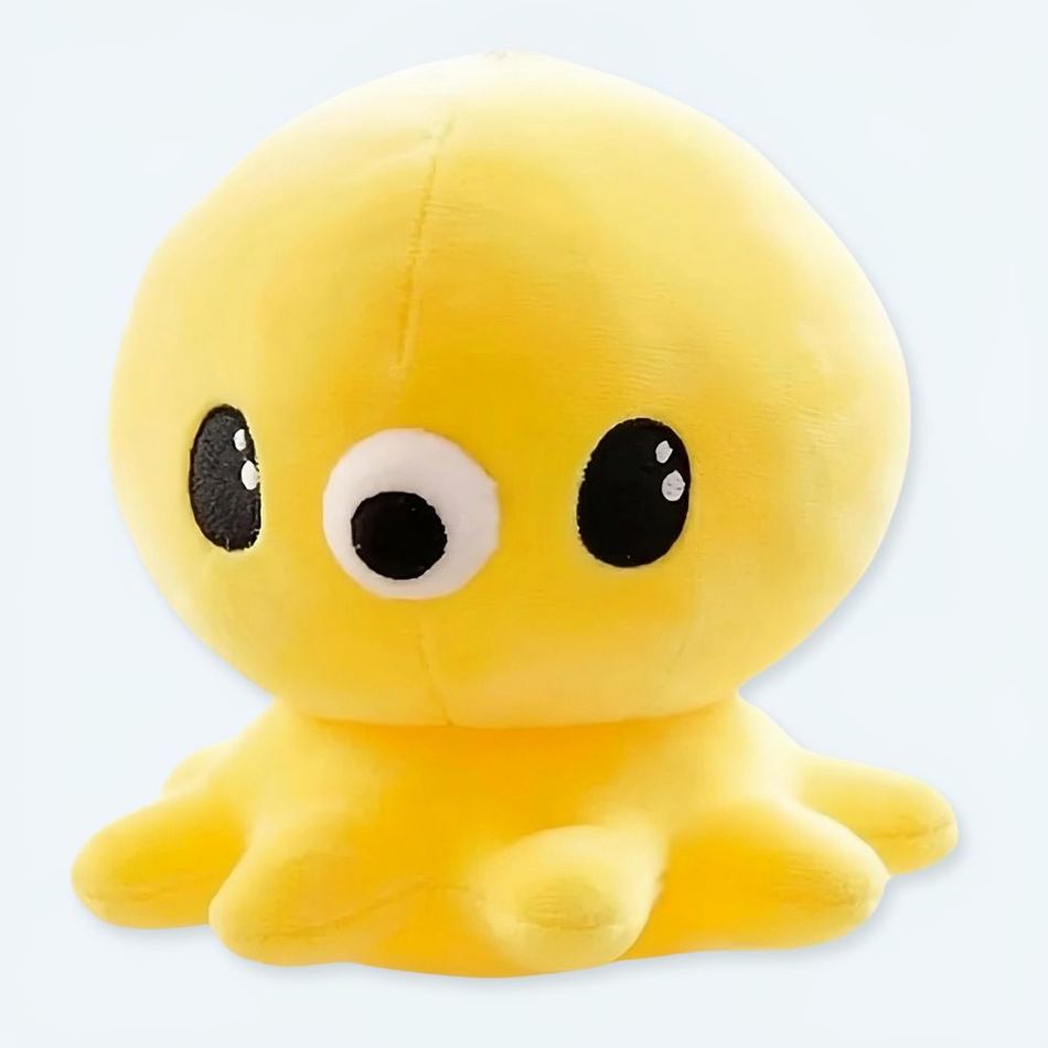 Peluche pieuvre jaune kawaii douce enfant chambre La compagnie de la peluche