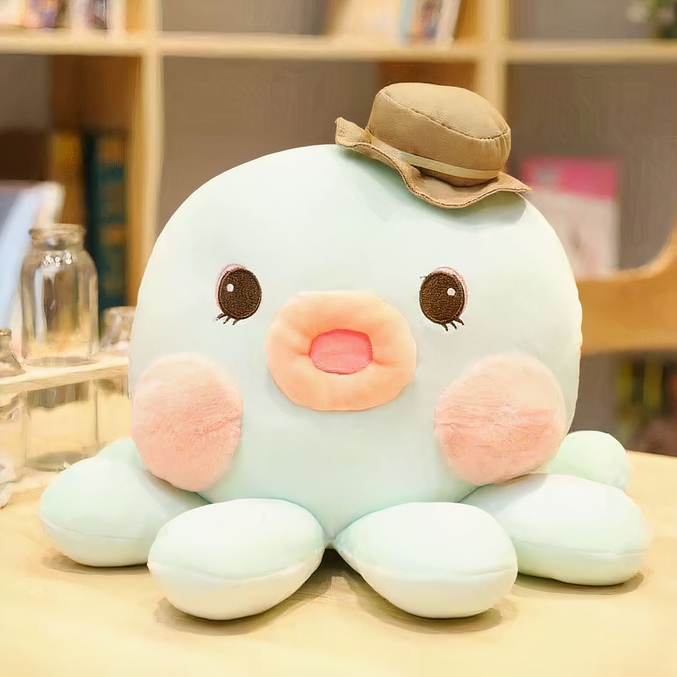 Peluche pieuvre mignonne douce coton câlin océan 20cm / bleu La compagnie de la peluche