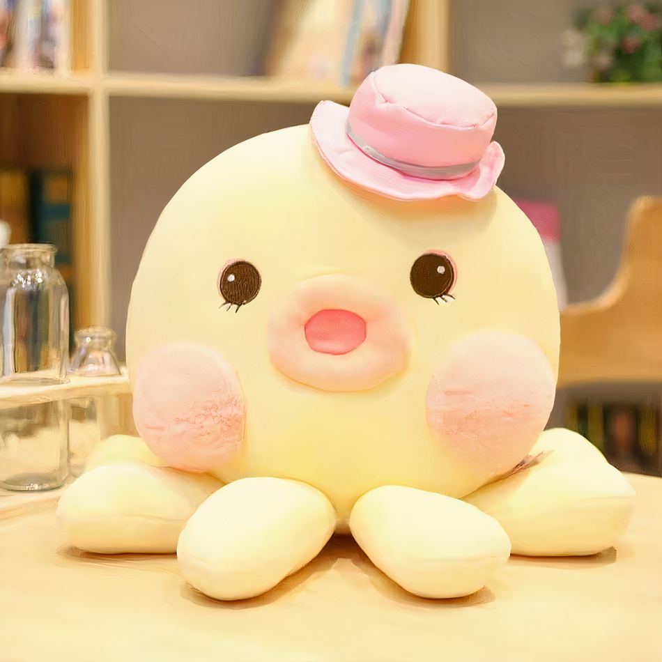 Peluche pieuvre mignonne douce coton câlin océan 20cm / jaune La compagnie de la peluche