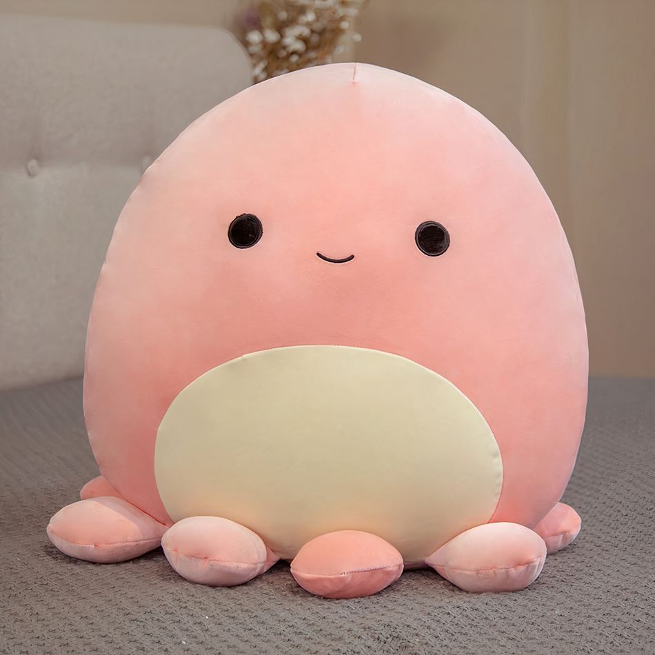 Peluche pieuvre oreiller doux confort maison cocooning rose / 25cm La compagnie de la peluche