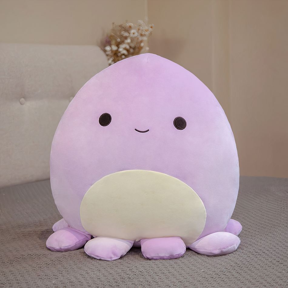Peluche pieuvre oreiller doux confort maison cocooning violet / 25cm La compagnie de la peluche