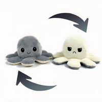 Peluche pieuvre réversible douce et ludique enfant océan gris La compagnie de la peluche
