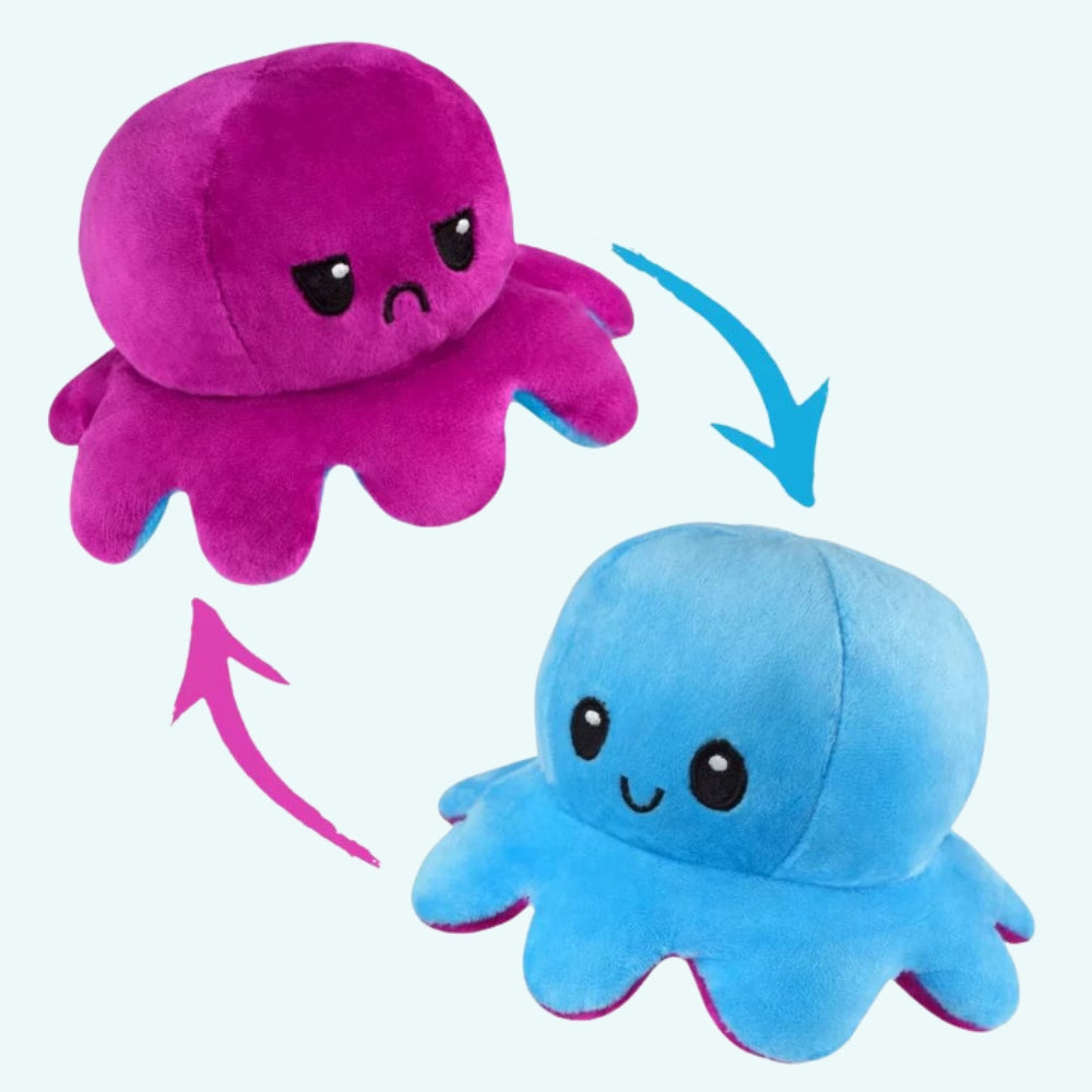 Peluche pieuvre réversible douce et ludique enfant océan La compagnie de la peluche