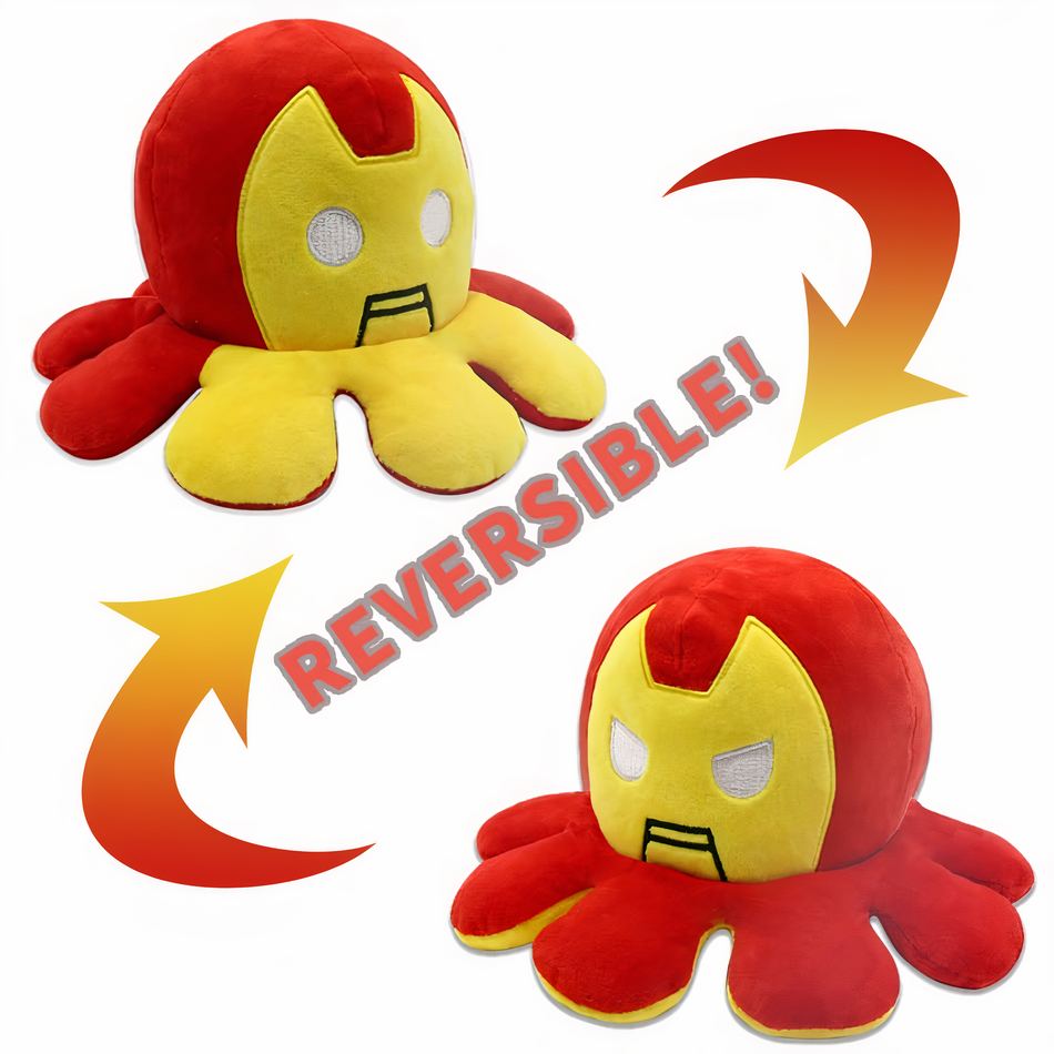 Peluche pieuvre réversible océan doux câlin enfant rouge La compagnie de la peluche