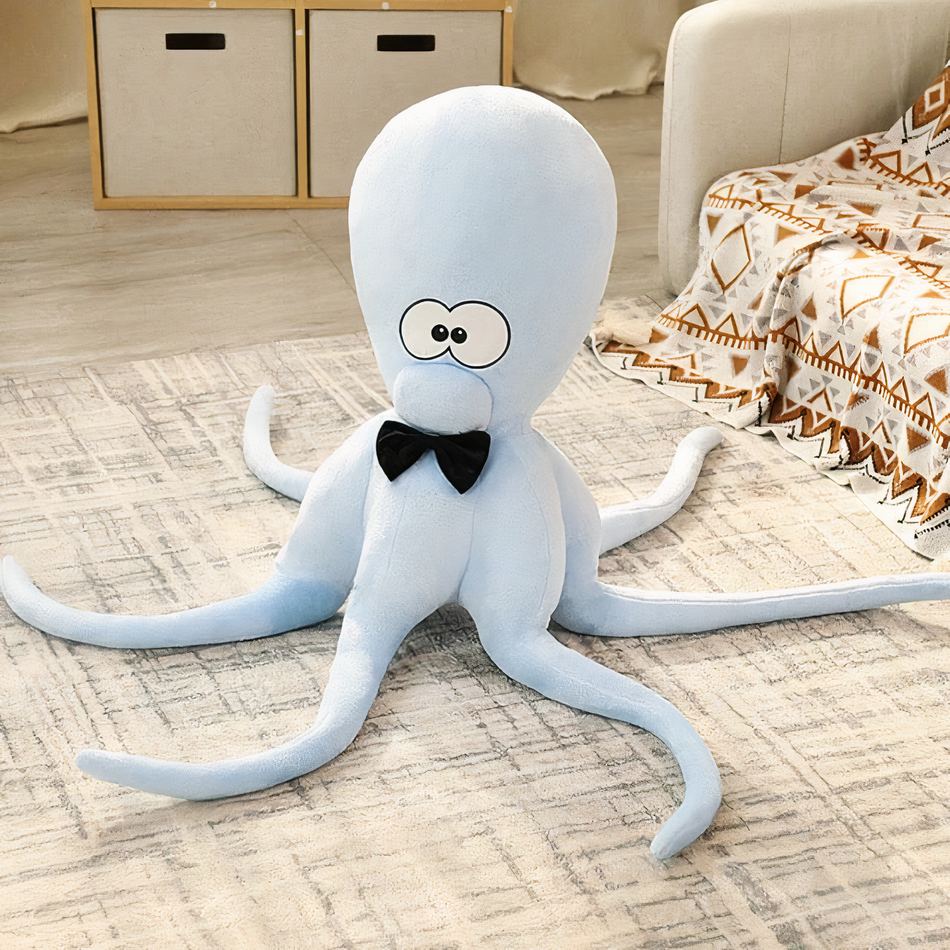 Peluche pieuvre rigolote multicolore douce enfant bleu La compagnie de la peluche