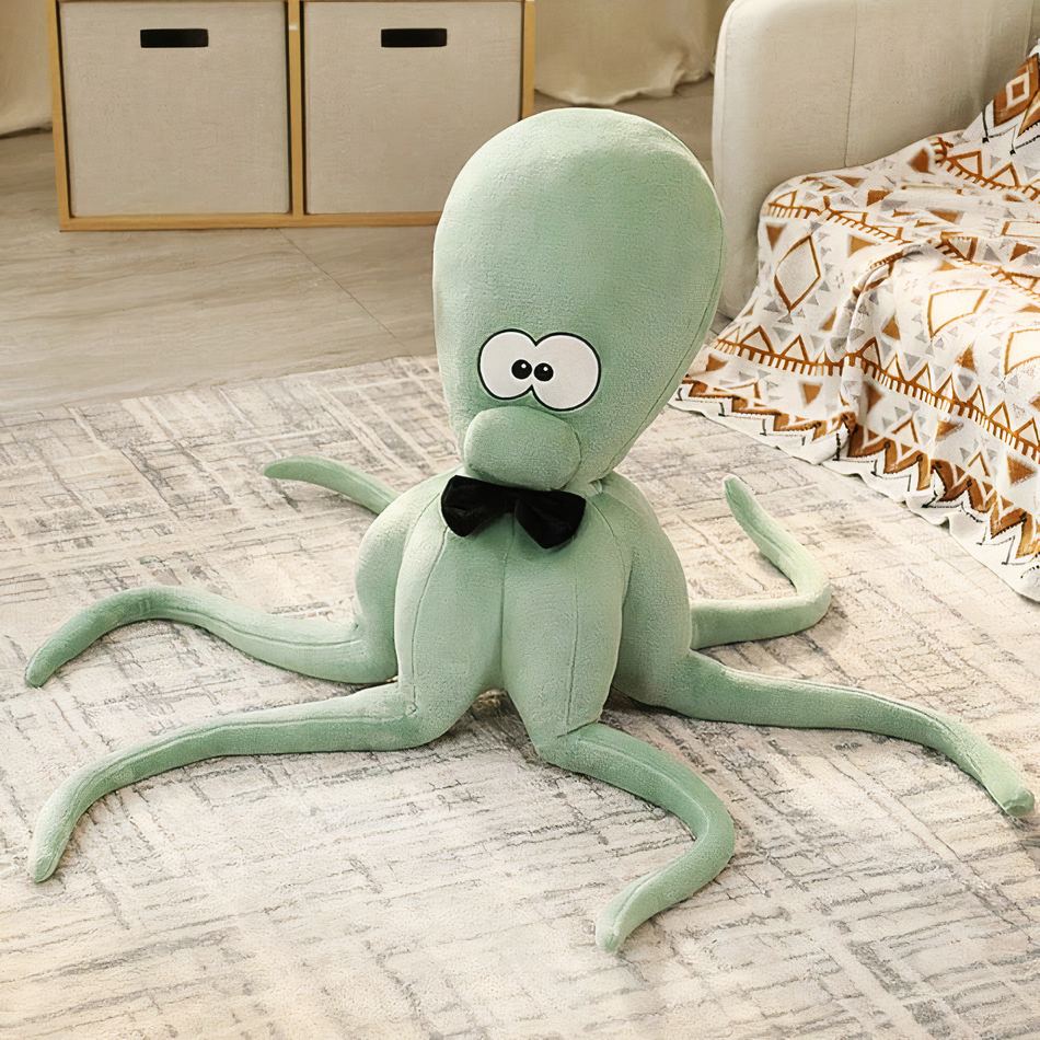 Peluche pieuvre rigolote multicolore douce enfant vert La compagnie de la peluche