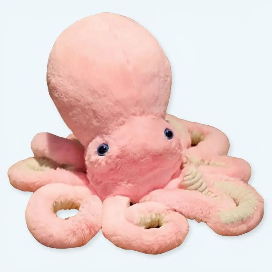 Peluche pieuvre rose douce câline océan enfant 30cm La compagnie de la peluche