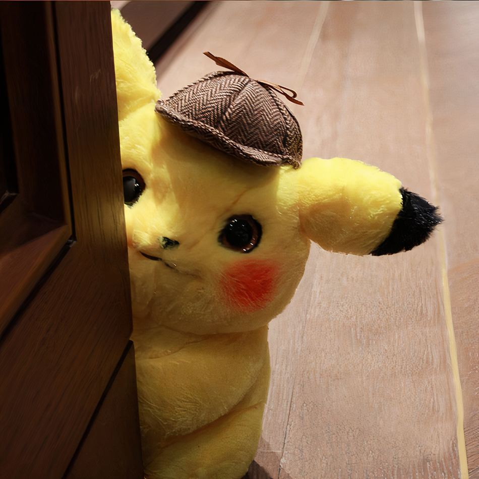 Peluche Pikachu détective jaune câlin enfant doux La compagnie de la peluche