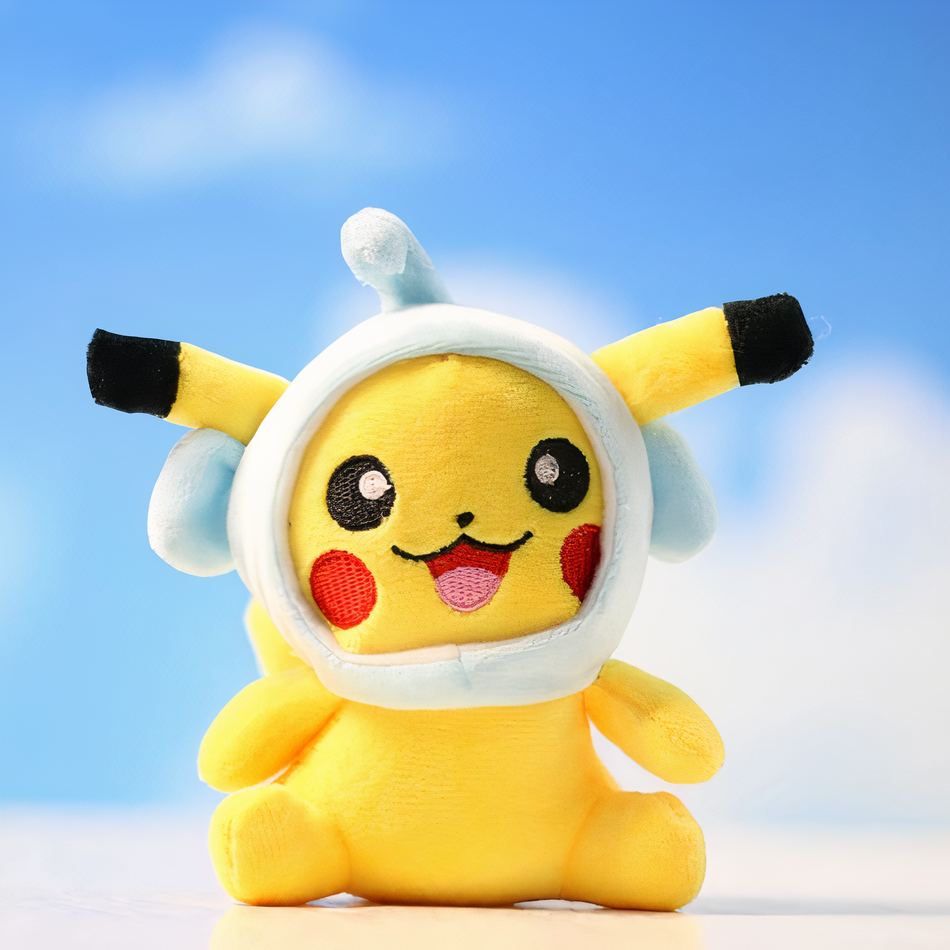 Peluche Pikachu porte-clés chapeau enfant Pokémon doux blanc La compagnie de la peluche