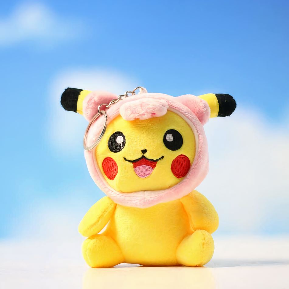 Peluche Pikachu porte-clés chapeau enfant Pokémon doux rose La compagnie de la peluche