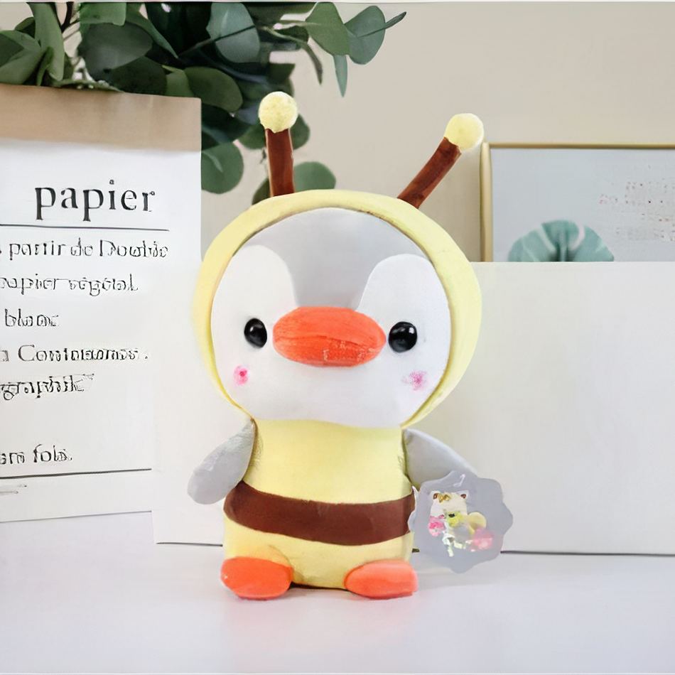 Peluche pingouin abeille déguisement doux enfant câlin La compagnie de la peluche
