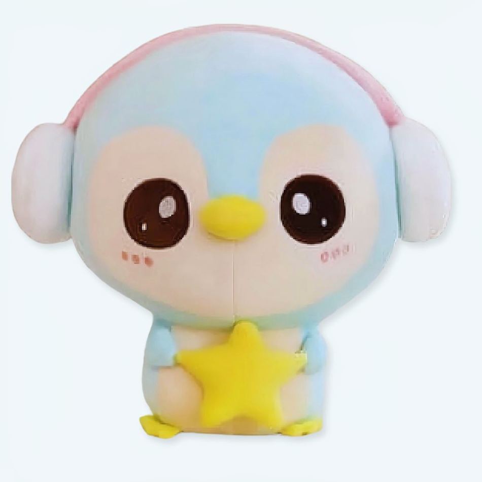 Peluche pingouin bleu clair doux hiver cache oreilles 20cm La compagnie de la peluche